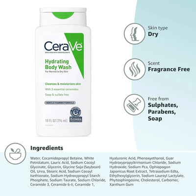 CeraVe Daily Hydrating Body Wash (88ml): Lightweight Cleanse & Deep Moisture